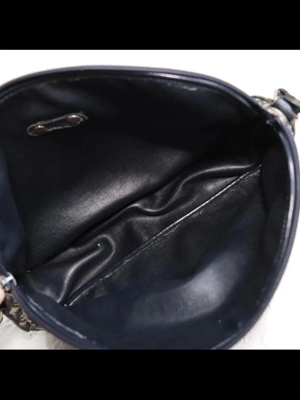 Dior Navy and Beige Monogram Shoulder Bag with Gold Accent